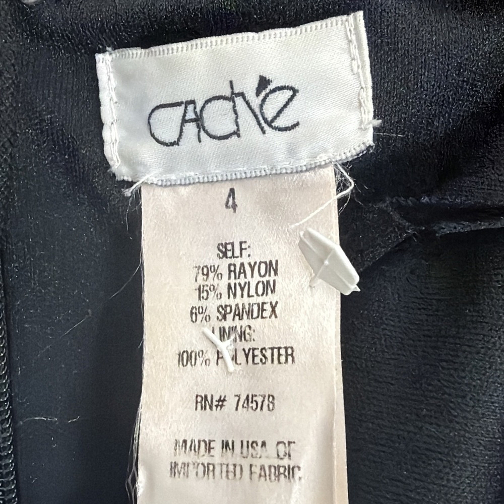 Vintage Y2K 90s Cachet Neckline Design Black Cocktail Office Midi Dress 4 - Picture 5 of 7